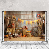 Lofaris Haystack Wheel Pumpkin Autumn Photo Backdrop